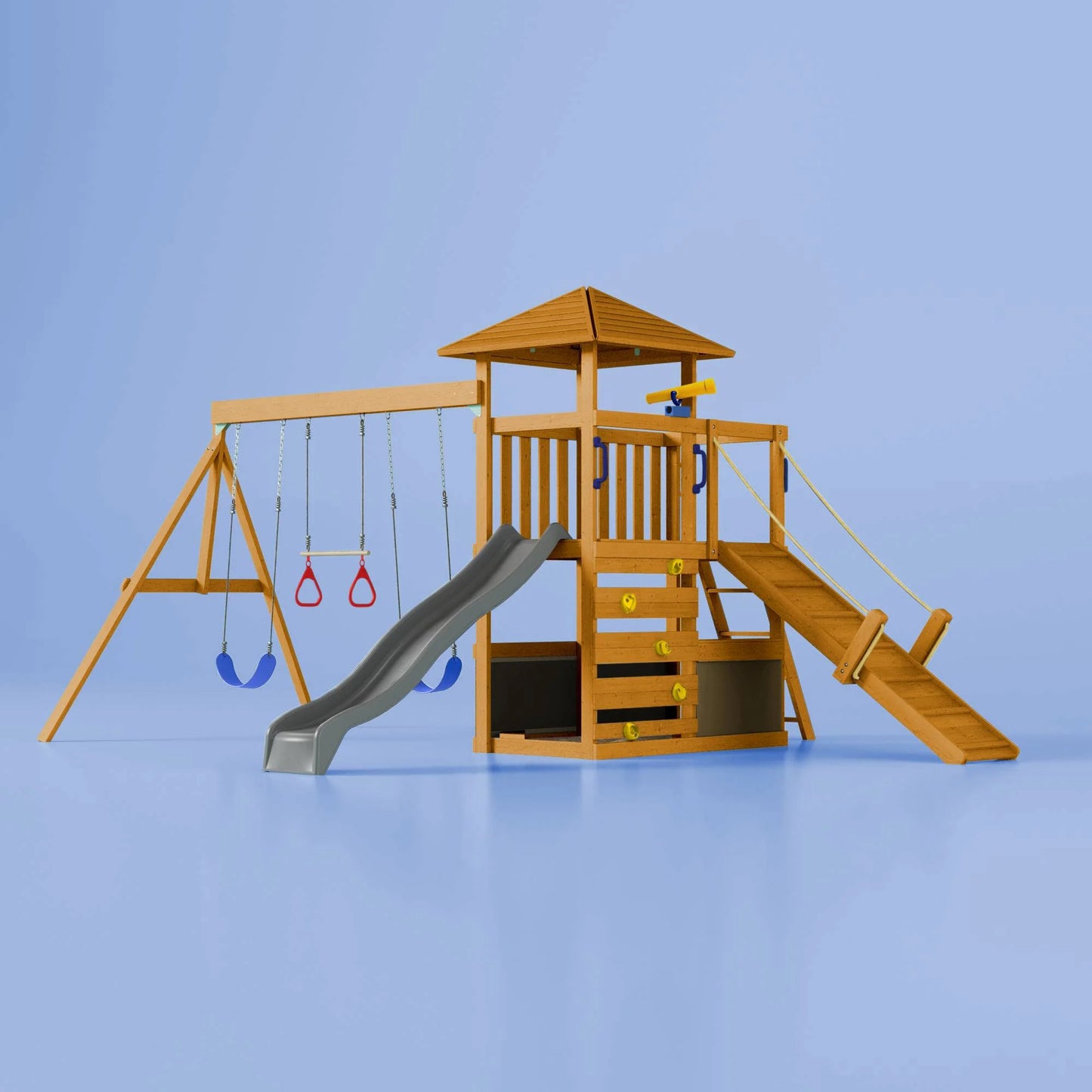 Nuvolia Spielturm von Karussello – mit optionaler Rampe oder Monkeybar für noch mehr Spielspaß - Olive