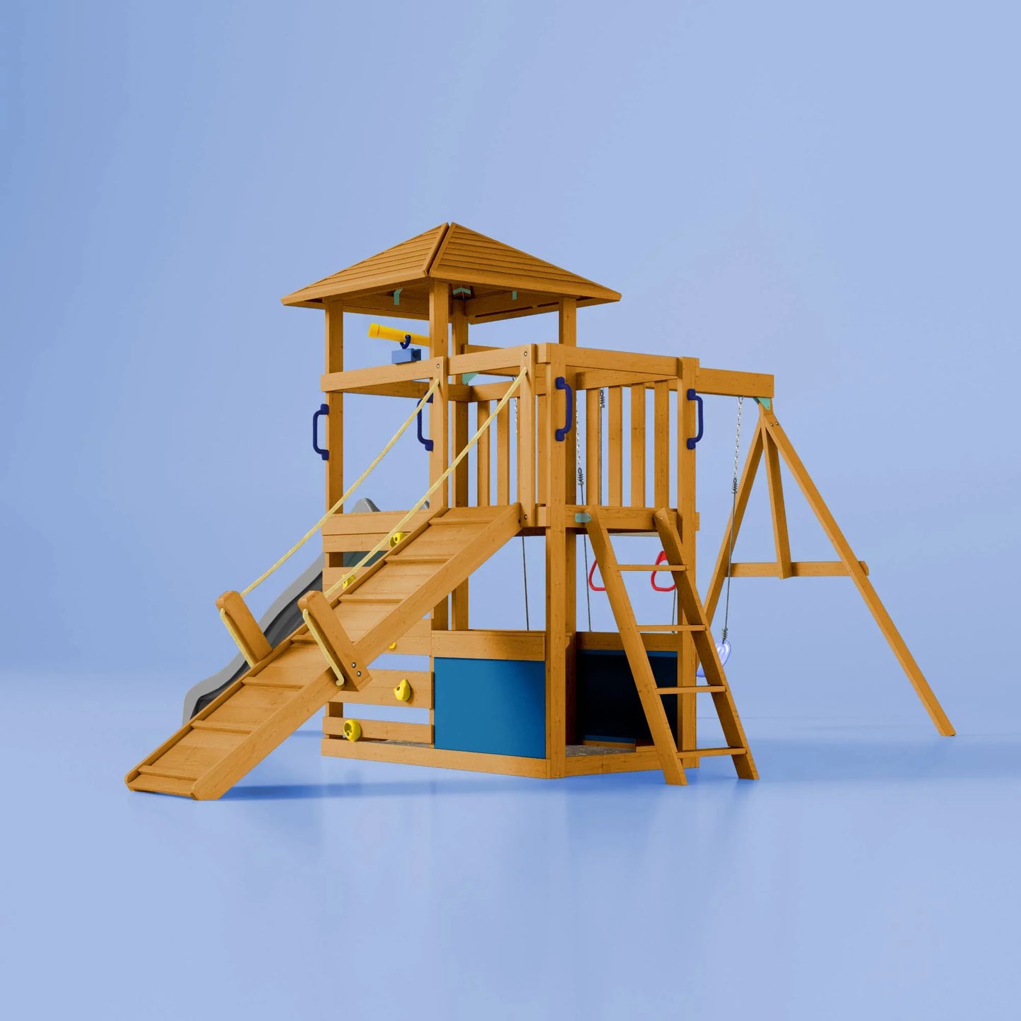 Nuvolia Spielturm von Karussello – mit optionaler Rampe oder Monkeybar für noch mehr Spielspaß - Outdoor Playset