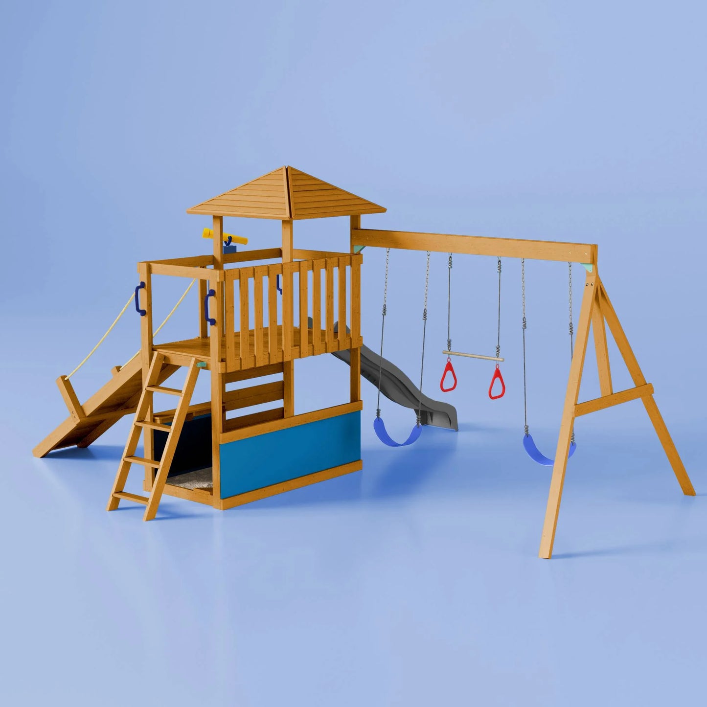 Nuvolia Spielturm von Karussello – mit optionaler Rampe oder Monkeybar für noch mehr Spielspaß - Outdoor Playset