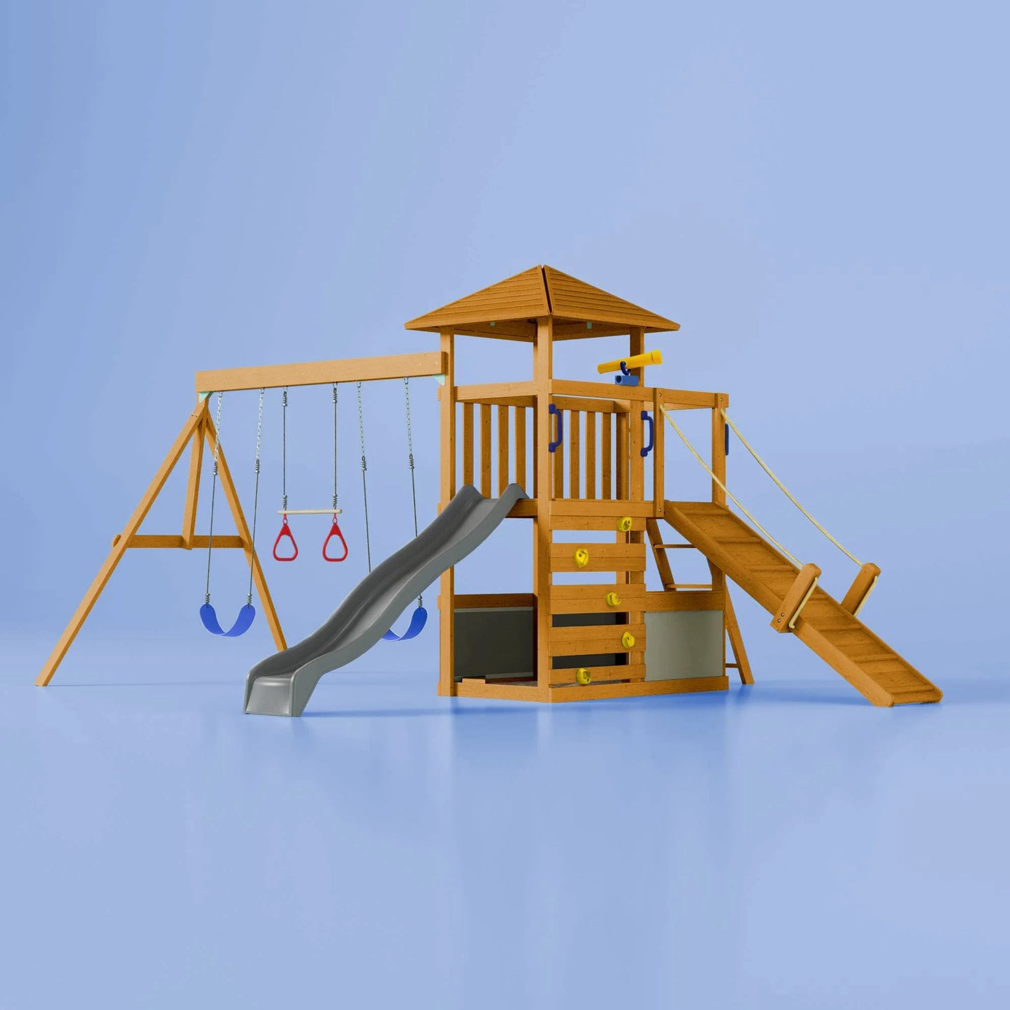 Nuvolia Spielturm von Karussello – mit optionaler Rampe oder Monkeybar für noch mehr Spielspaß - Pebble Grey