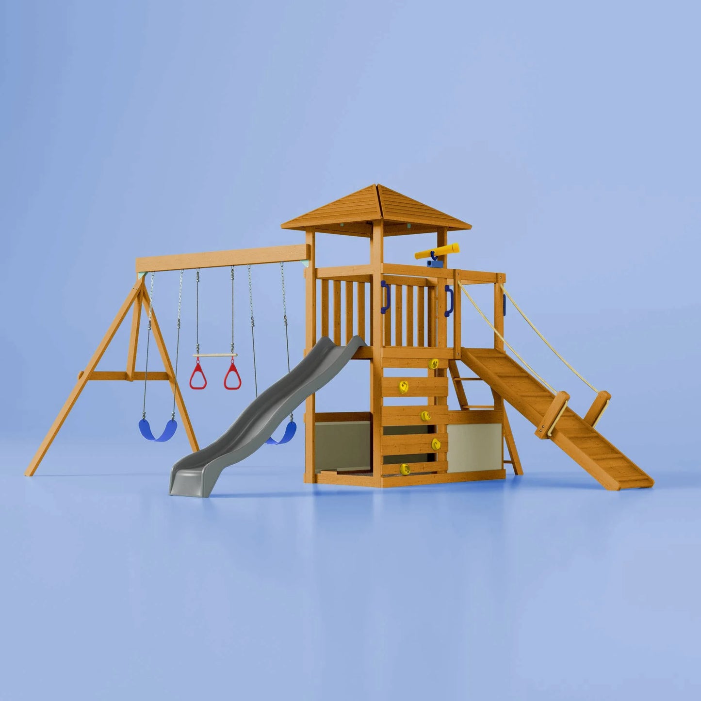 Nuvolia Spielturm von Karussello – mit optionaler Rampe oder Monkeybar für noch mehr Spielspaß - Light Ivory