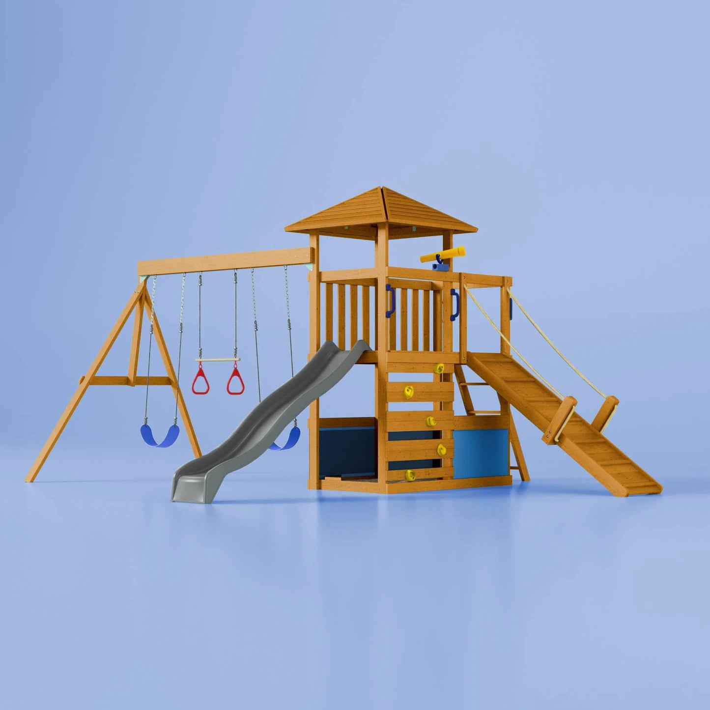 Nuvolia Spielturm von Karussello – mit optionaler Rampe oder Monkeybar für noch mehr Spielspaß - Sky Blue
