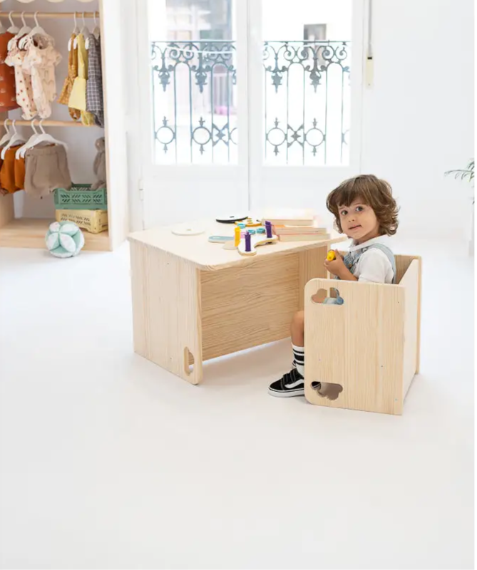 minipiu PACK · Escritorio + Silla Evolutiva für Kinder - Ein praktisches Schreibtisch- und Stuhlset für kleine Schulkinder