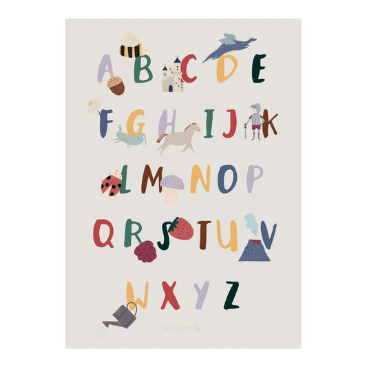 Sebra Sebra Pixie/Dragon, Plakat Alphabet A-Z (EN) - Sebra Play - Multi