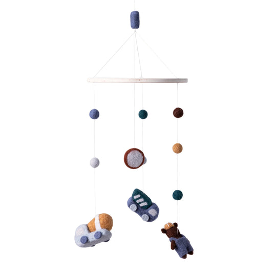 Sebra Sebra Filz-Babymobile, Busy Builders - Sebra Sleep - Blau
