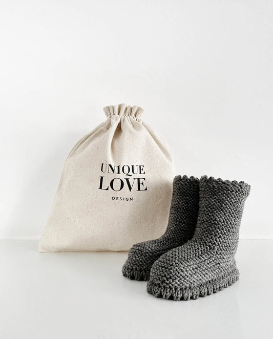 UNIQUE LOVE Strickschuhe - Graphitgrau | Knit-Boots