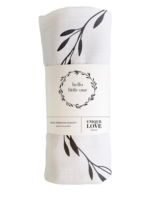 UNIQUE LOVE Weiches Musselin-Tuch "Hello little one" - Swaddle- und Empfangsdecke