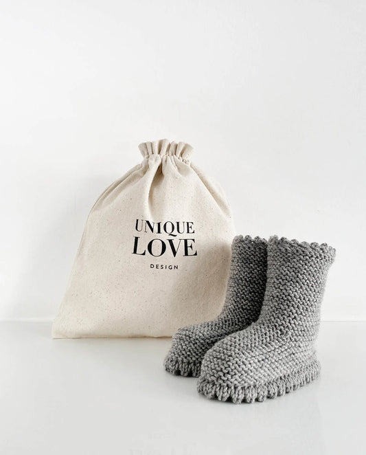 UNIQUE LOVE Graue Strickstiefel - Weiche Boots zum Wohlfühlen für Babys und Kleinkinder