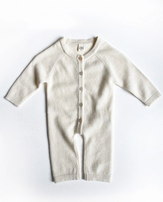 UNIQUE LOVE Luxuriöser Kaschmir Overall für Babys in Off-White - ein wunderbares Geschenk!