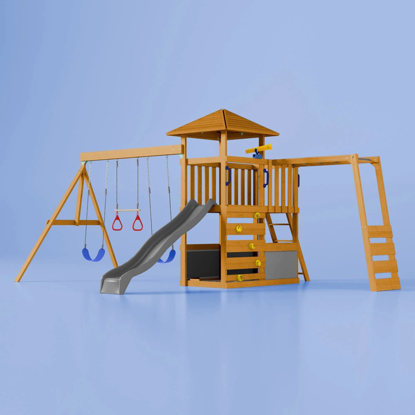 Nuvolia Spielturm von Karussello – mit optionaler Rampe oder Monkeybar für noch mehr Spielspaß - Dusty Grey
