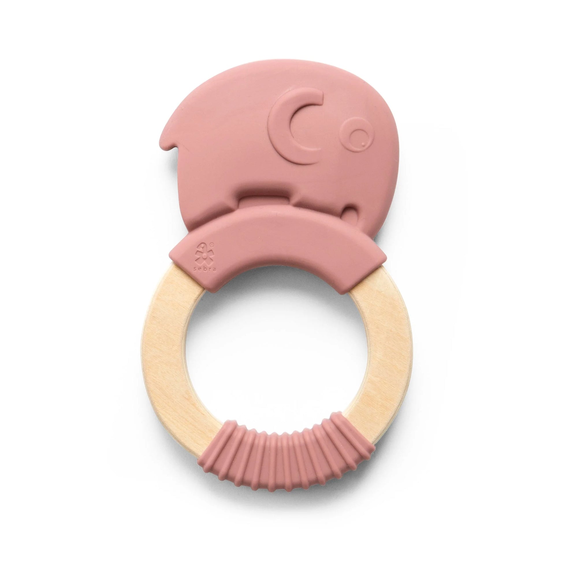 Sebra Sebra Silikon Beißring auf Holzring - Fanto - Vintage Rose