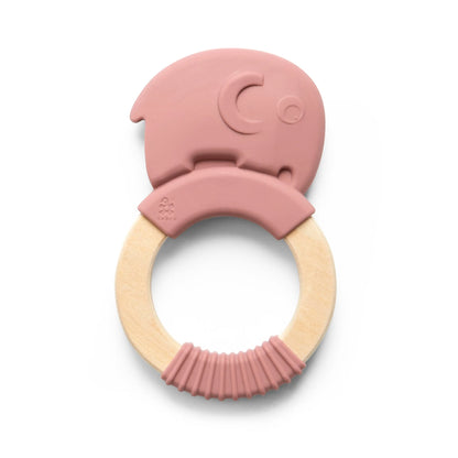 Sebra Sebra Silikon Beißring auf Holzring - Fanto - Vintage Rose