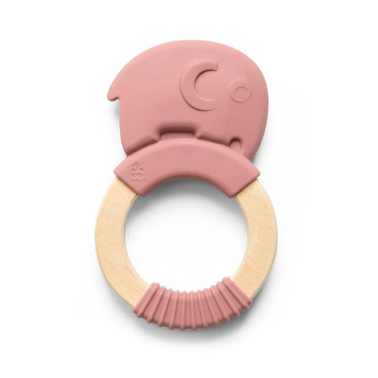 Sebra Sebra Silikon Beißring auf Holzring - Fanto - Vintage Rose