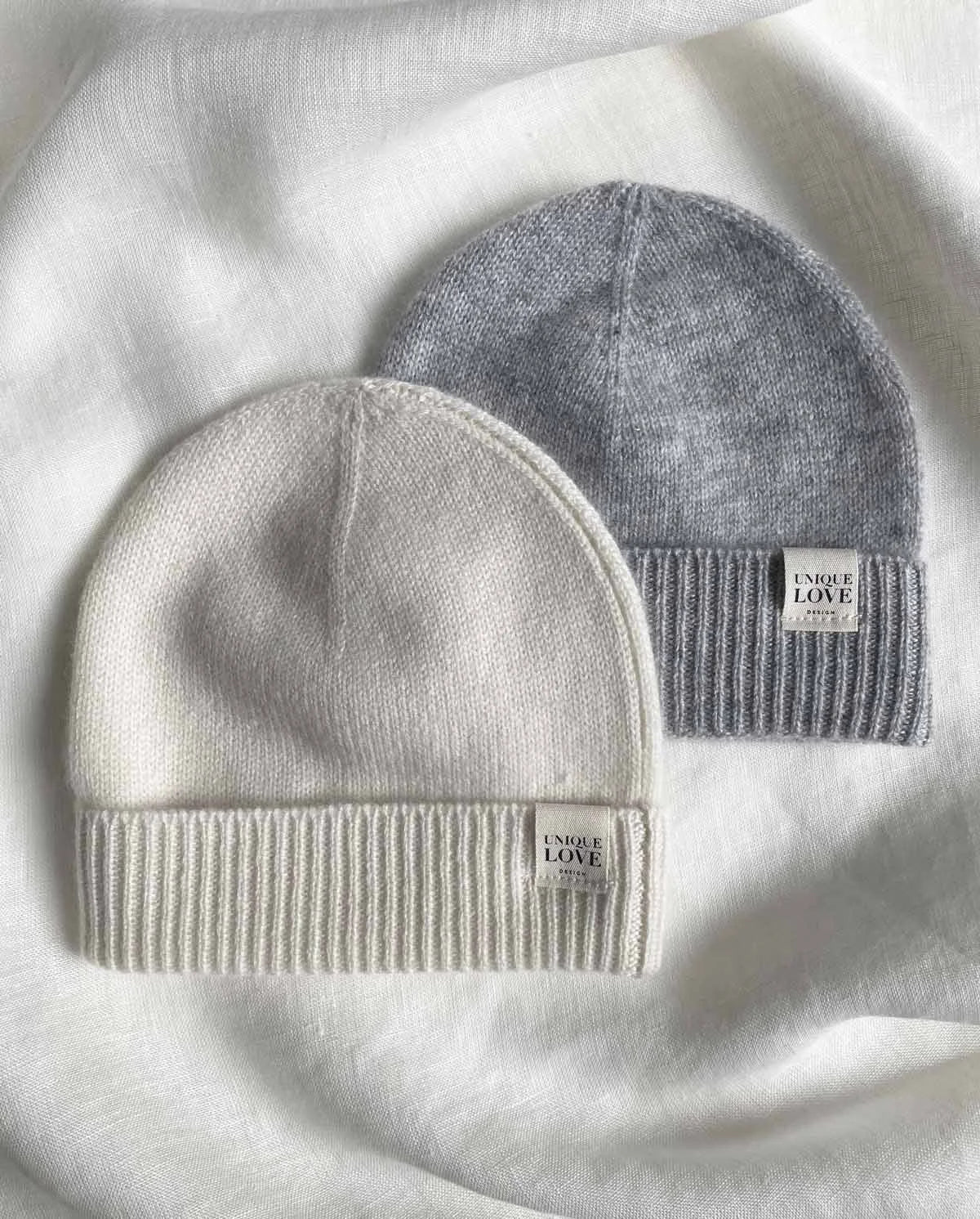 UNIQUE LOVE Kaschmir Baby Mütze | Graue Beanie | Babyshop